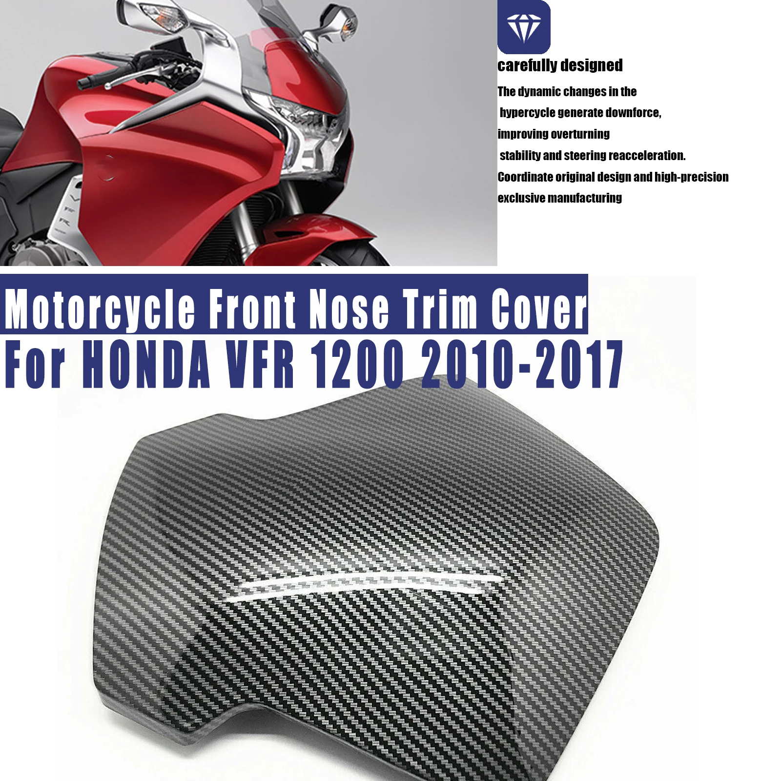 Motorcycle Part Middle Front Nose Trim Cover Fairing For HONDA VFR 1200 2010 2011 2012 2013 2014 2015 2016 2017 ABS Carbon Fiber