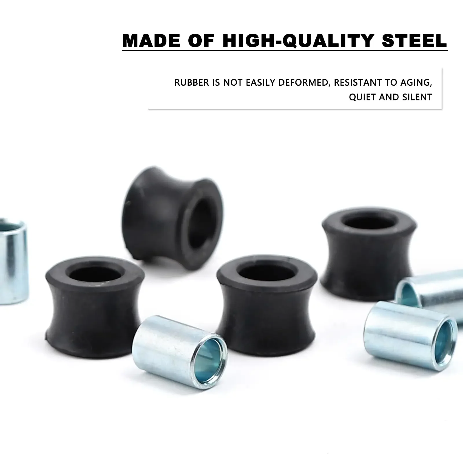 4Pcs 10MM Rear Shock Absorbing Suspension Bushing Set in Rubber Material Compatible with Most Motorcycles Scooter  ATV UTV Kart