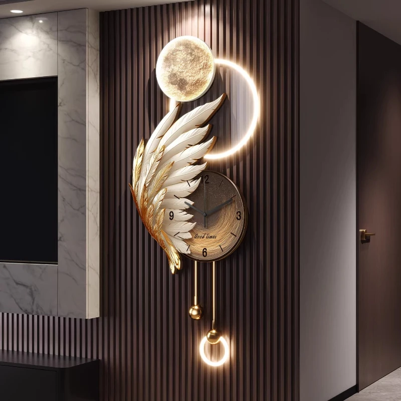 xx-Elegant Gold Wall Clock Vertical Display Art Decoration Wall Clock Aesthetic Modern Design Reloj De Pared Decorations^