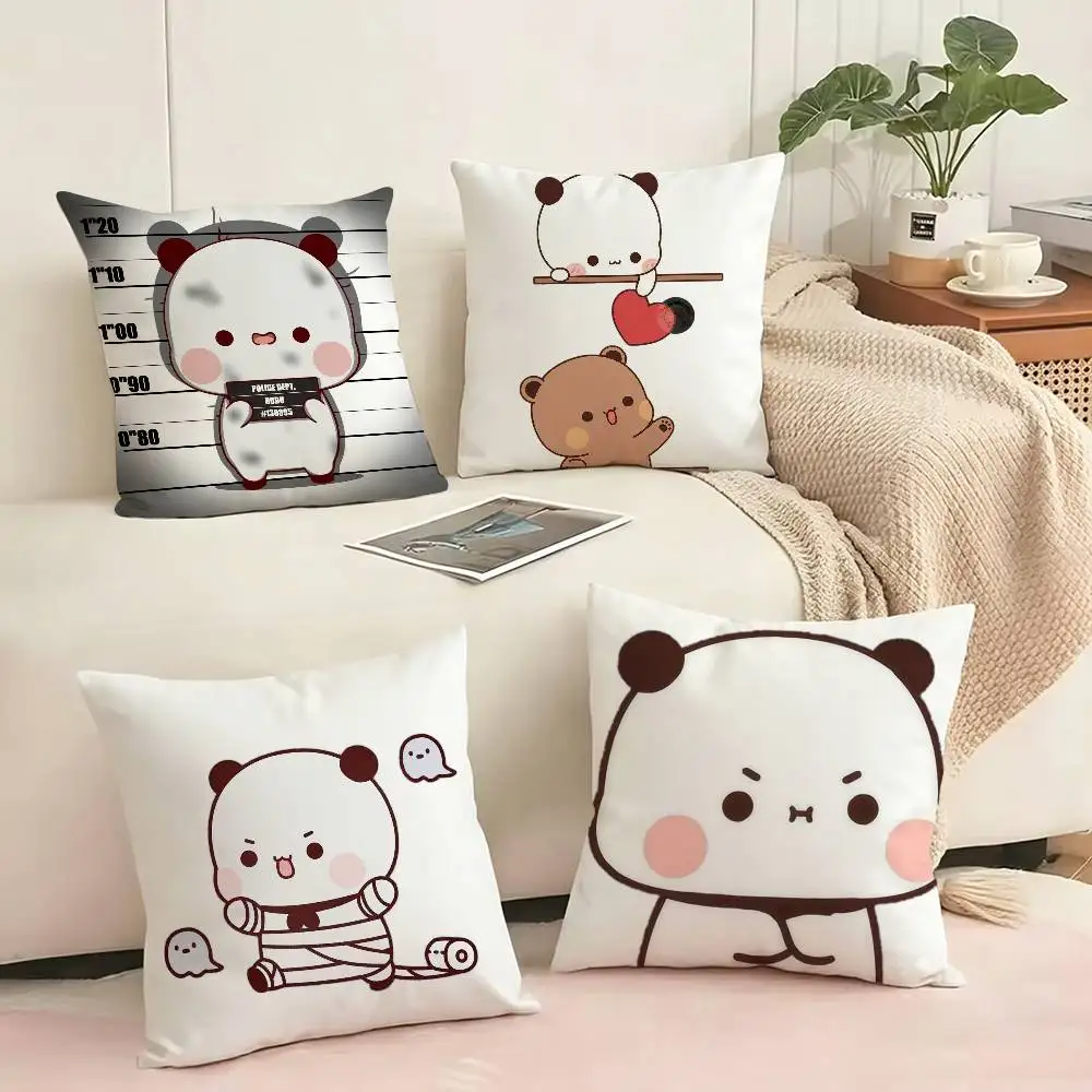 Cute panda BuBu DuDu  Square Double-Sided printed Pillow Case Bedroom Bedside Pillow Sofa Cushion Cover Gift