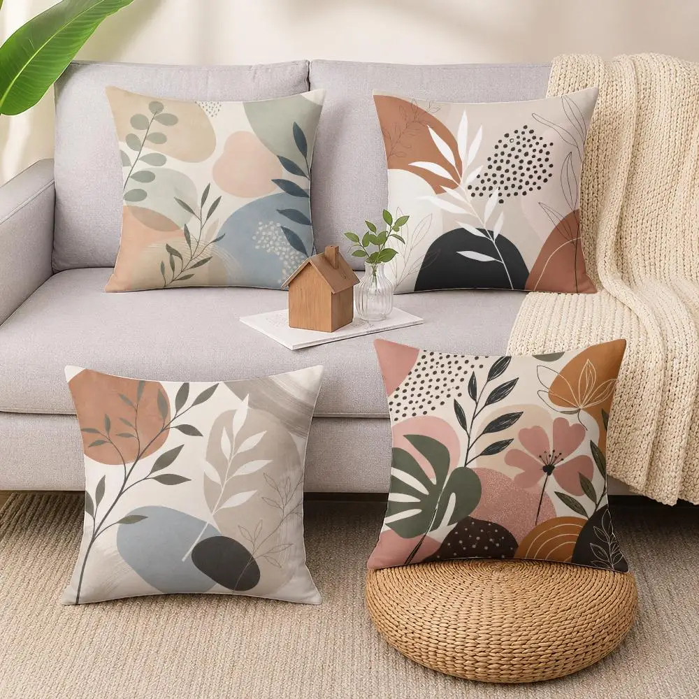 Nordic Geometric Folk Pattern Cushion Cover Soft Short Plush Pillow Cases Hidden Zipper Cutecore Sofa Bedroom Home Decor Gift