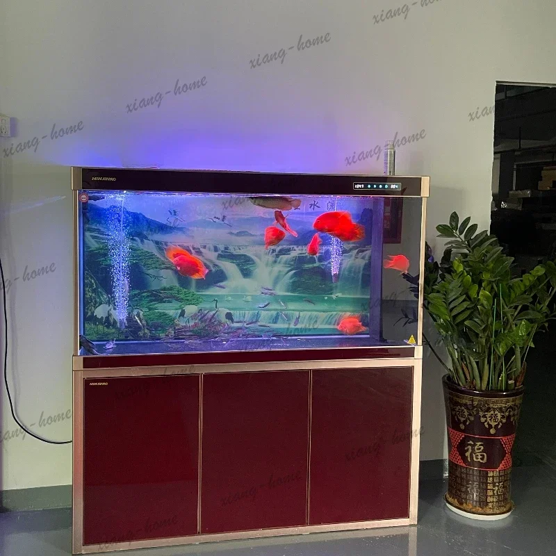 FG Desktop Goldfish Aquarium, Eco Tank with Bottom Filter & Ultra Clear Glass, Small Self-Cleaning Fish Tank for Living Room JT4