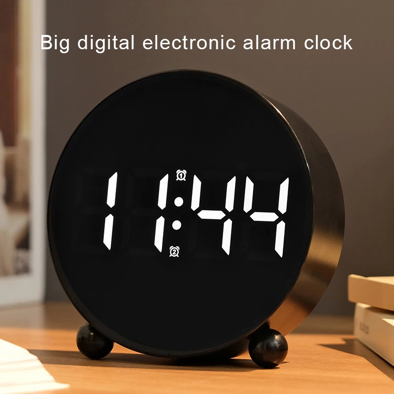 24h Intelligent Big Digital Electronic Alarm Clock, LED Silent Walking Clocks, 2 Sets of Alarms Desktop Clock for Students