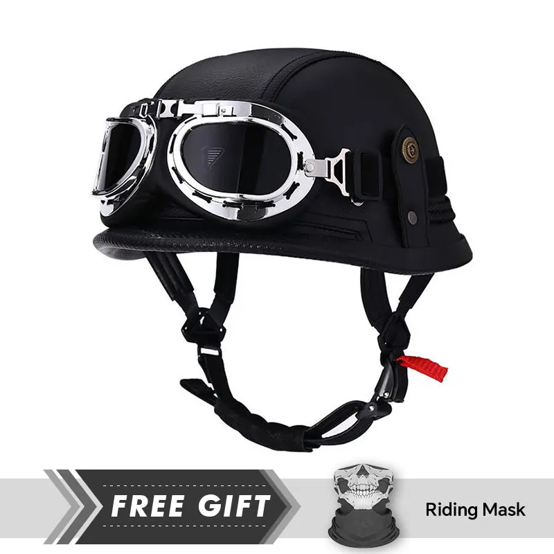 Classic Half Face Helmet Protection Ventilation Four Seasons Motorbike Helmet DOT Certification With Goggles Unisex
