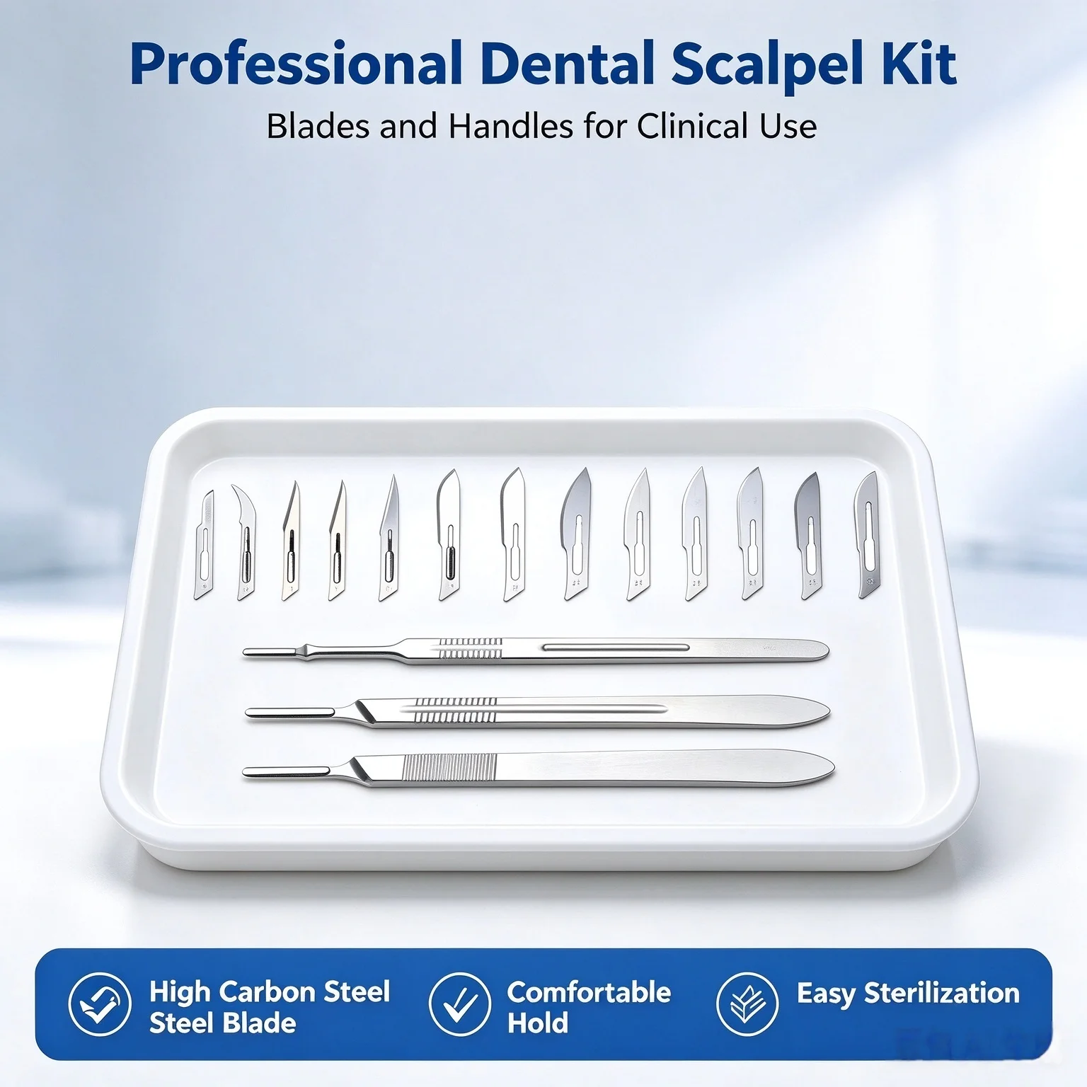 Dental Scalpel Set – #3/4/7 Handle with #10/23 Blades. Stainless & Carbon Steel, Sharp, Durable for Oral Surgery & Lab Cutting.