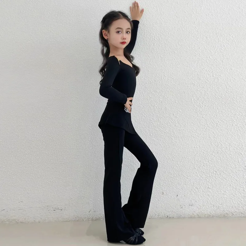 Latin Dance Outfit Set New Arrival Short Sleeve Top & Dance Pants Stylish Dancewear Training Practice Stage Performance Costume