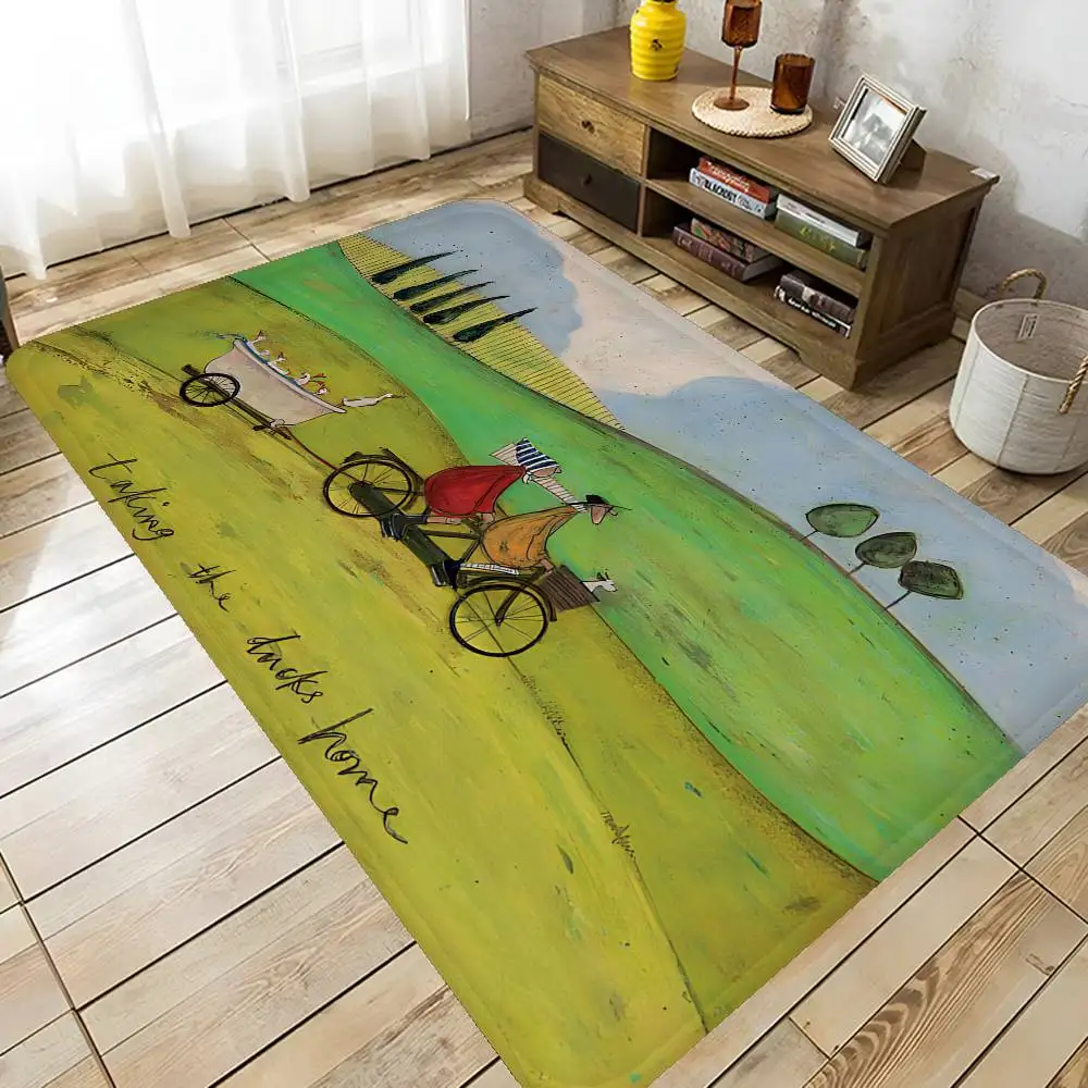 S-Sam-Toft Warm Illustration Room Mats Retro Multiple Choice Living Room Kitchen Rug Non-Slip Welcome Rug