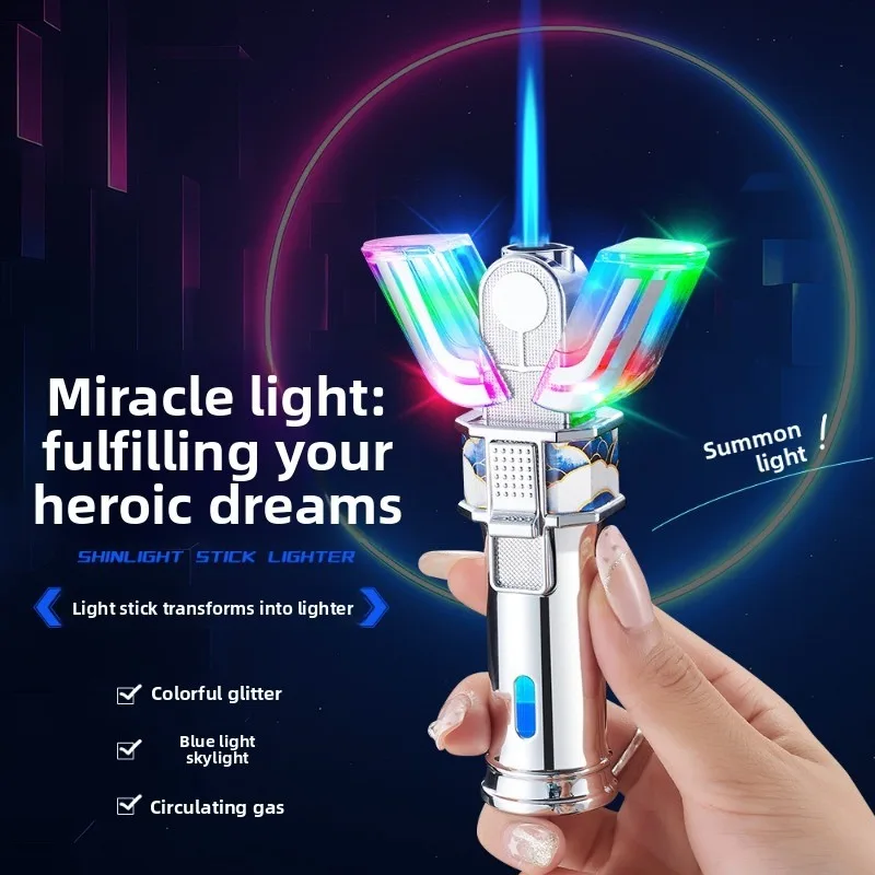 Colorful Glowing Transformer, Creative and Personalized Windproof Charging Lighter, Exquisite Gift with A Heart Design