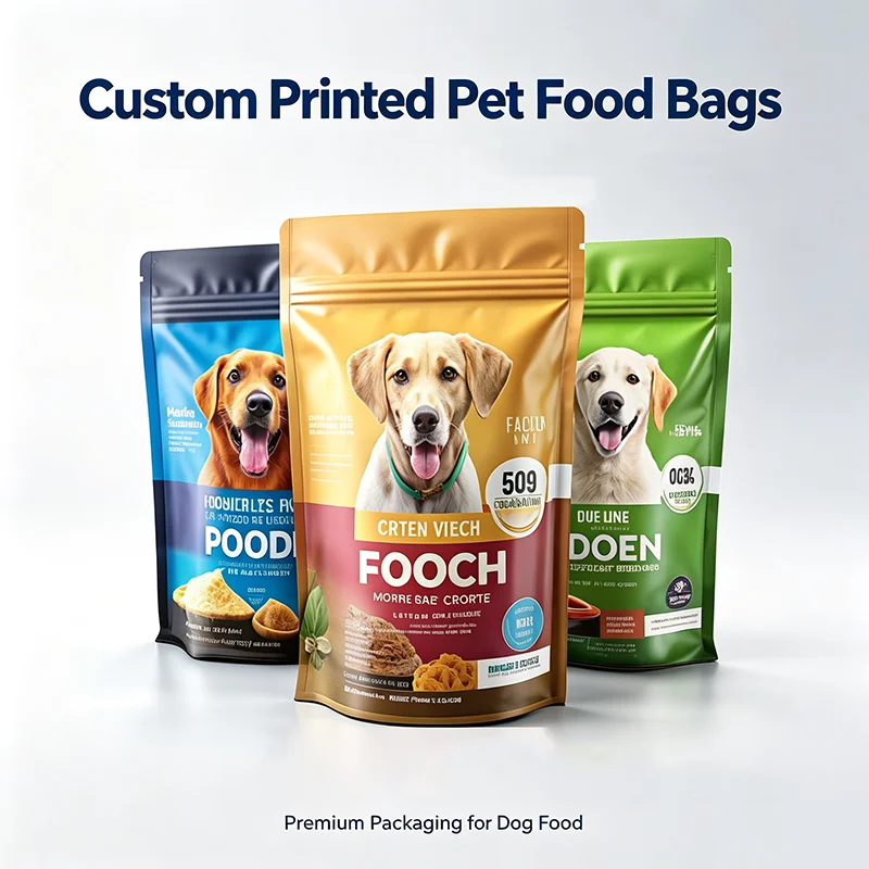 50pcs Self-standing resealable aluminum foil food packaging bags for dried fruits and snacks Pet Food Packing Bags