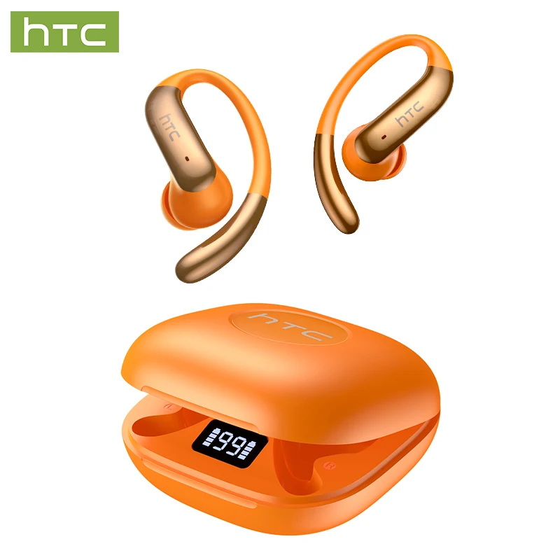 AI Smart Translation Open-Ear Hook Design Wireless Earbuds HTC NE63 30-Hour Long Battery Life Noise Cancellation For Music Work