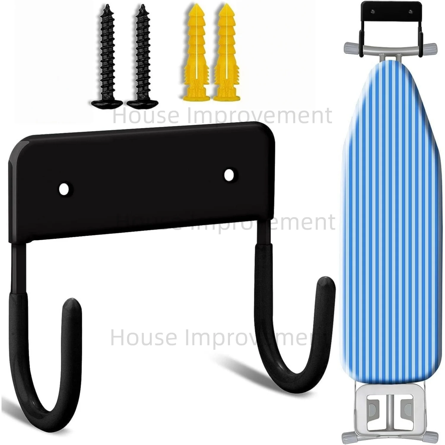 Iron Board Hanger Holder Ironing Board Hook Wall Mount Rack for Laundry Rooms Space-Saving Storage Rack Hanging Shelf Hanger