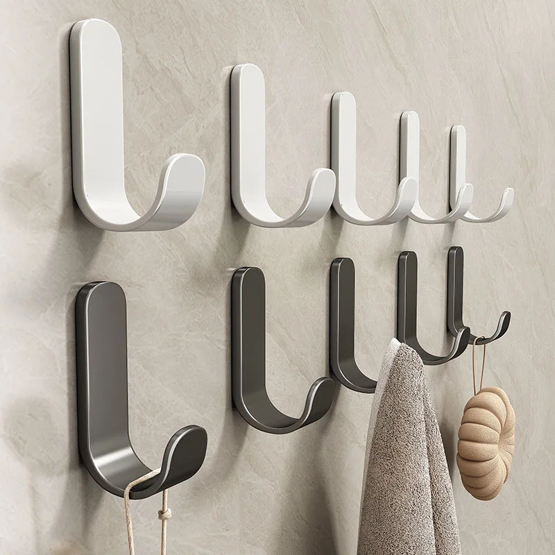 Self Adhesive Strong Wall Hooks Towel Hook Door Hanger Key Bag Coat Hook Holder Kitchen Bathroom Accessories Home Organizer