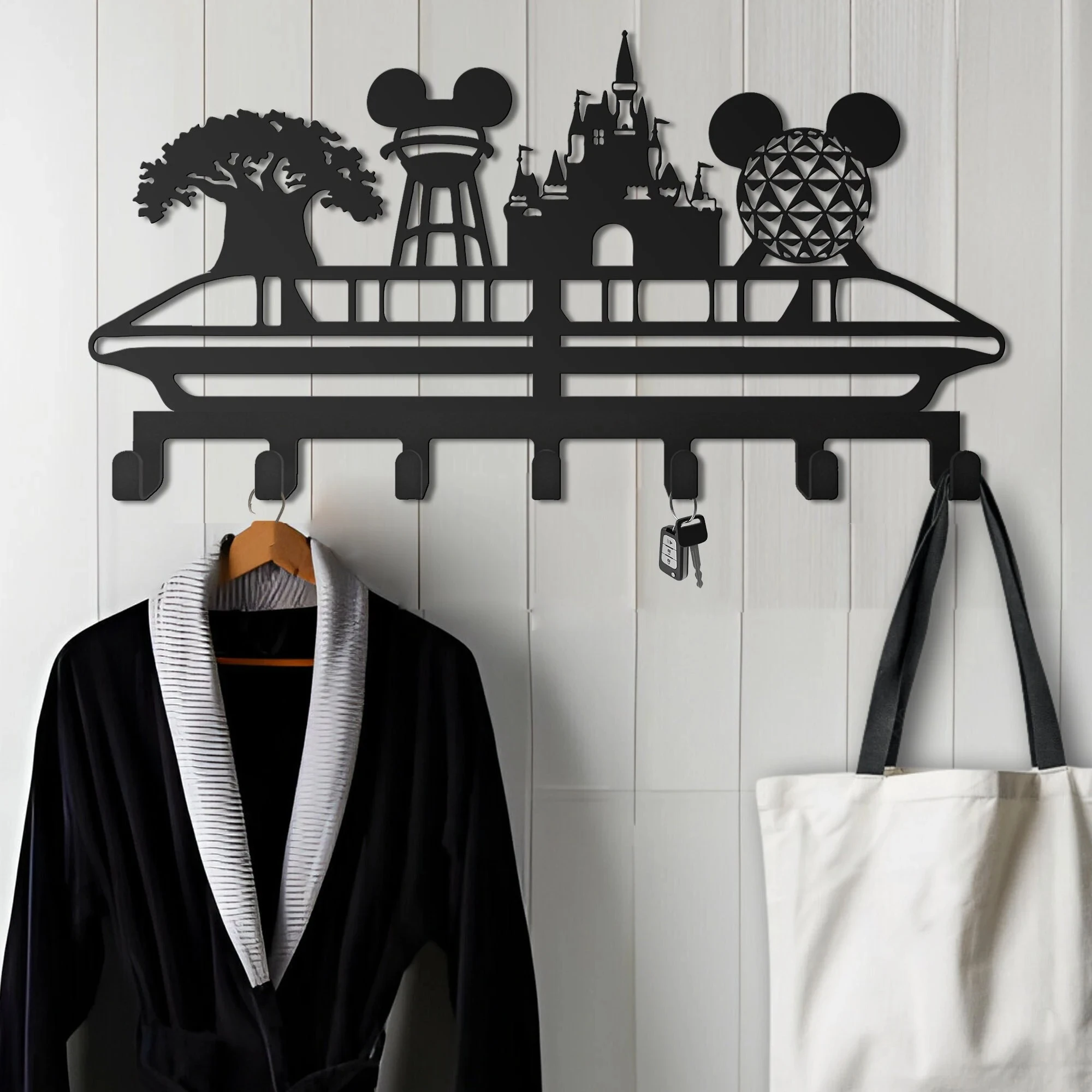 Unique Metal Key Hangers -Room Entrance Decor-Animated World Key Hook Rack -Holiday Gift Key Holder- Wash Room Decor