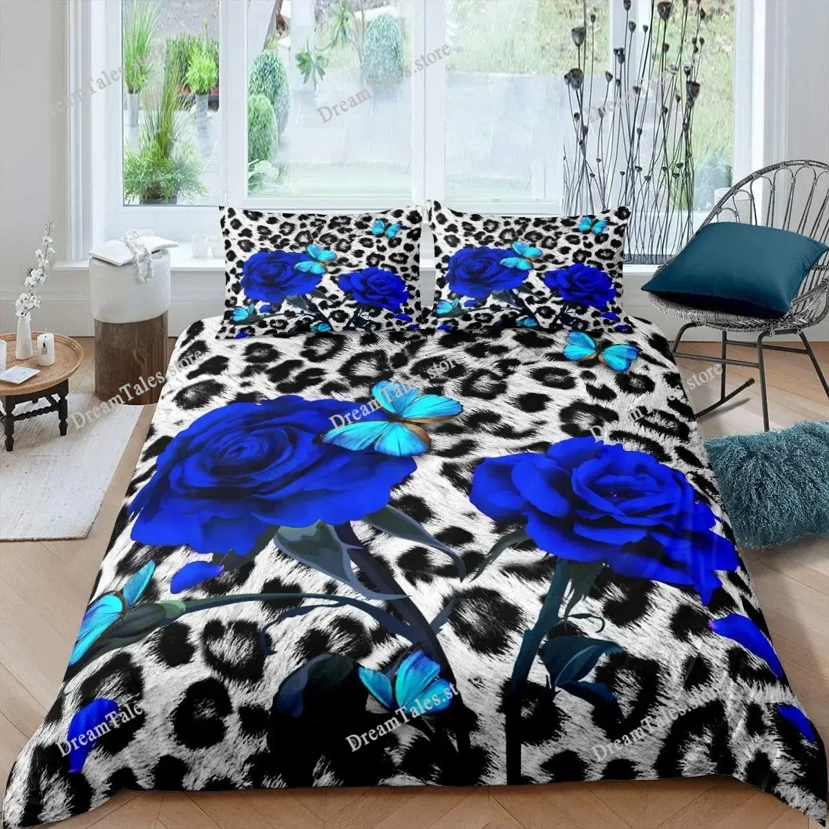 Rose Duvet Cover Set Women Chic Purple Floral Print Bedding Set Romantic Flowers Glitter King Size Comforter Cover for Couples