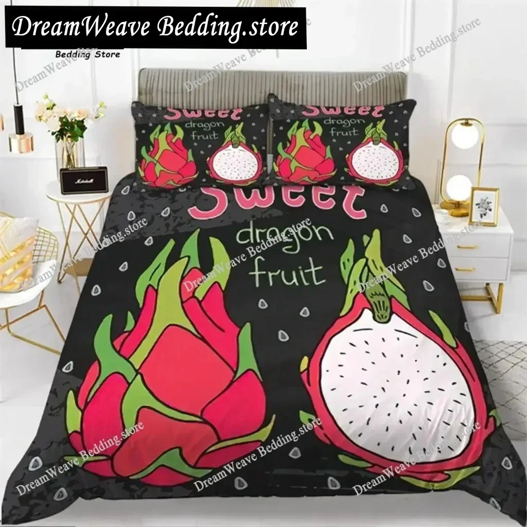 Bedding Decor Cute Chic Fruit Bedding Set for Kids Girls Boys Room Decor Tropical Pineapple Cherry Pomegranate Print Duvet Cover