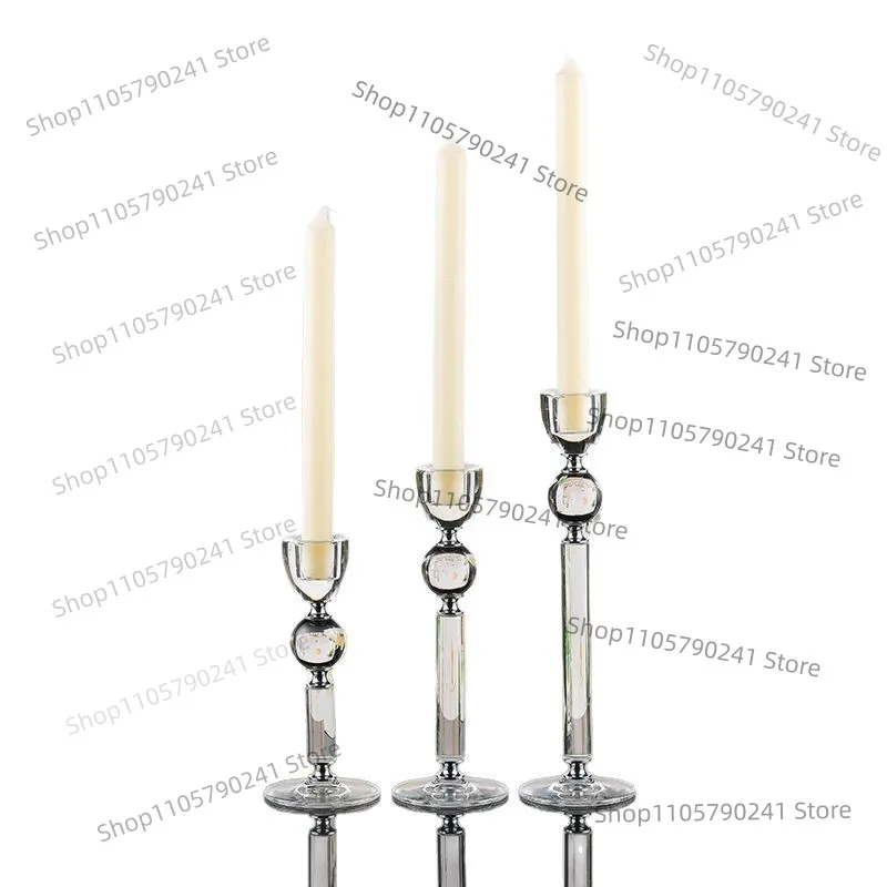 2pcs European Style K9 Crystal Glass Candlestick Tall Wedding Candelabra Centerpiece Creative Home Decor Ornament