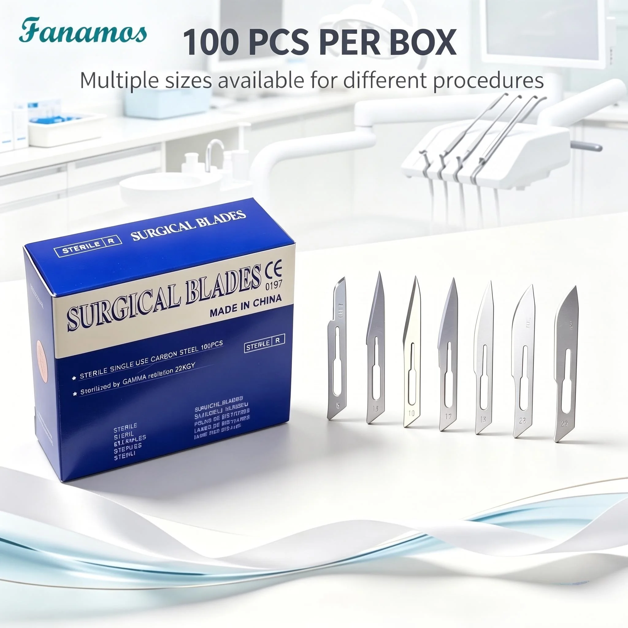 Stainless Steel 10 23 Sterile Dental Scalpel Blades Kit with 3 4 7 Handle Dissection Tool for Oral Surgery Dental Lab Use