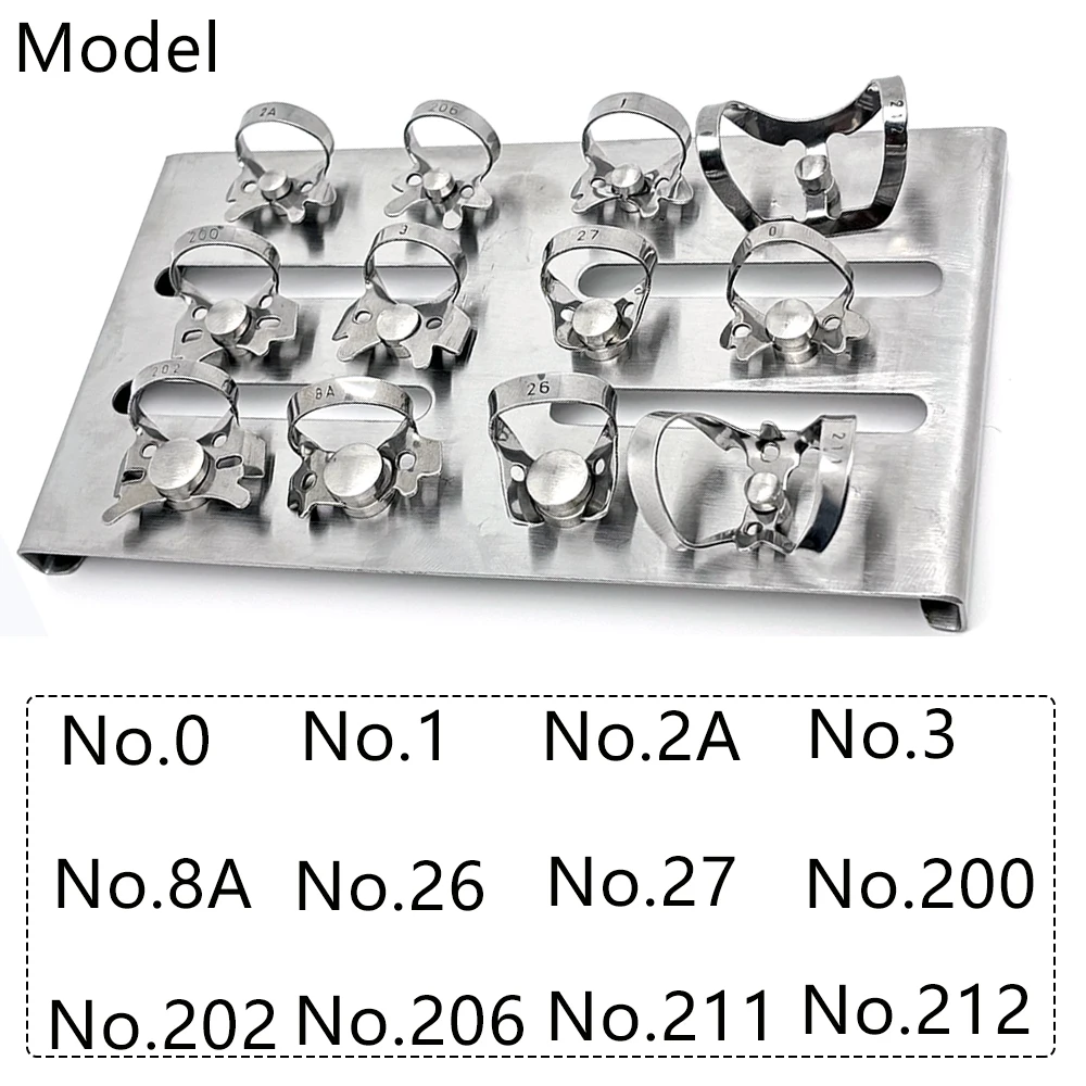 12Pc/Set Dental Stainless Steel Barrier Clip Frame Holder Oral Care Clip Rubber Dam  Clamps Endodontic Dentistry tools