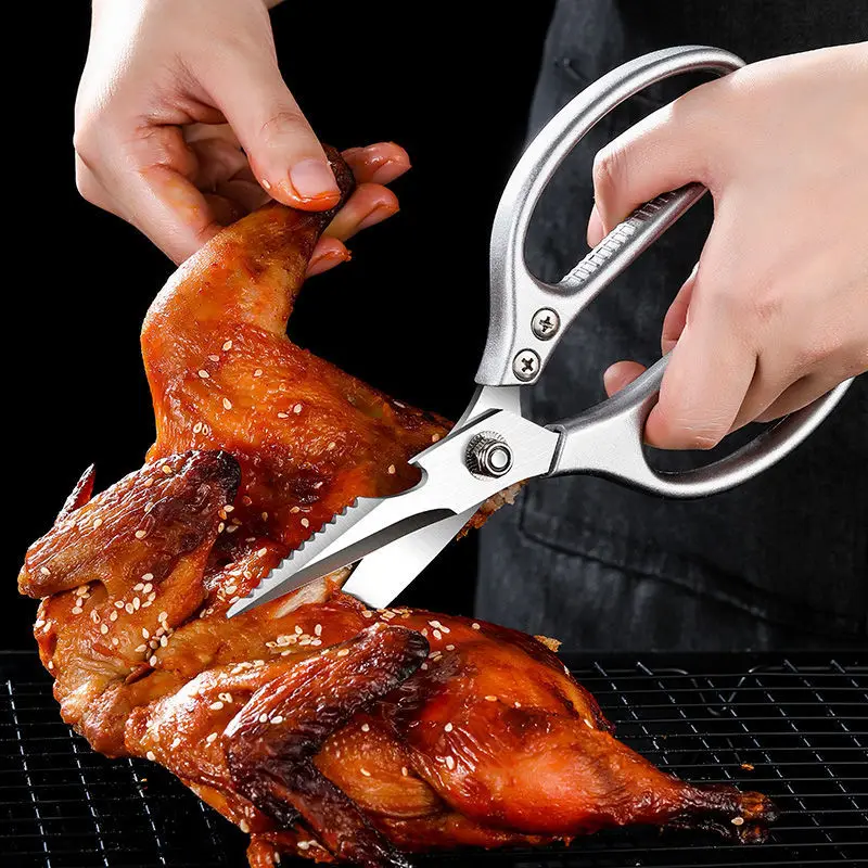 XITUO Kitchen Scissors Stainless Steel Household Food Strong Chicken Bone Scissors Multi-Purpose Scissors Aluminum Handle Sharp