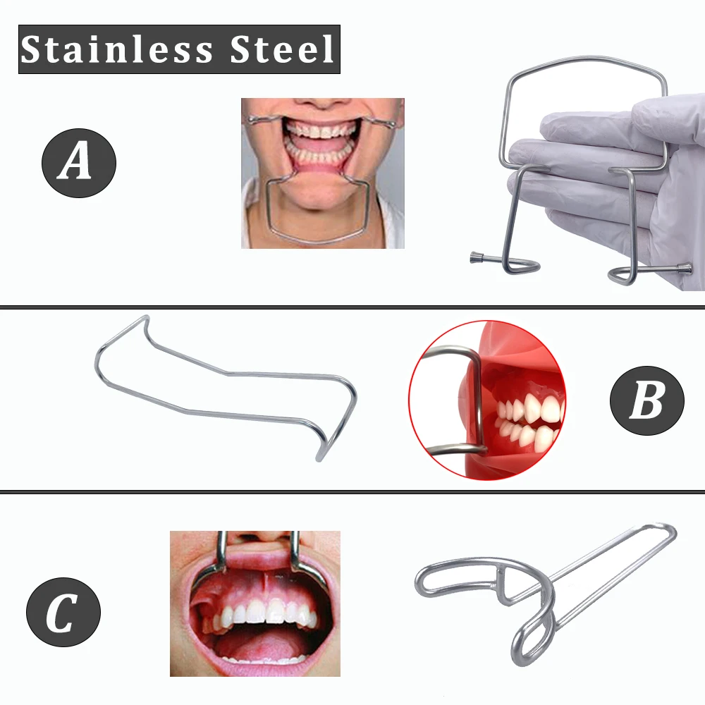 Stainless Steel Dental Lip and Cheek Retractor Mouth Opener Tool Autoclavable for Oral Examinations and Procedures