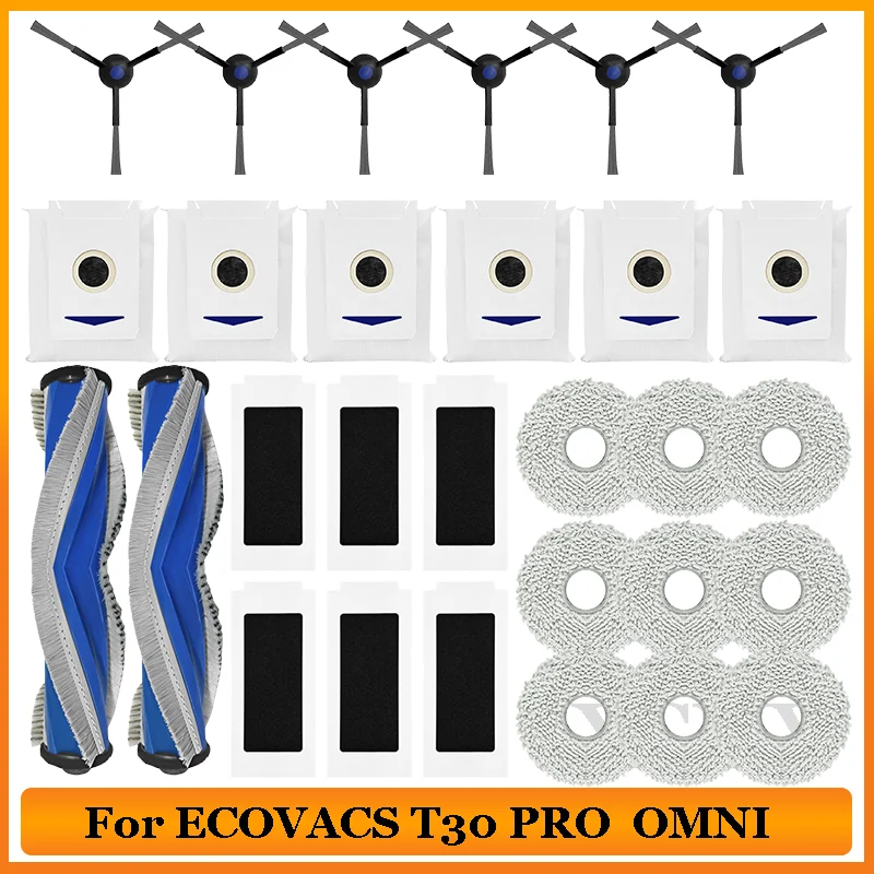 Accessories For ECOVACS T30 PRO / T30 Max / OMNI DDX14 YEEDI M12 Pro+ Robot Vaccum Replacement Parts Main Side Brush Filter Mop