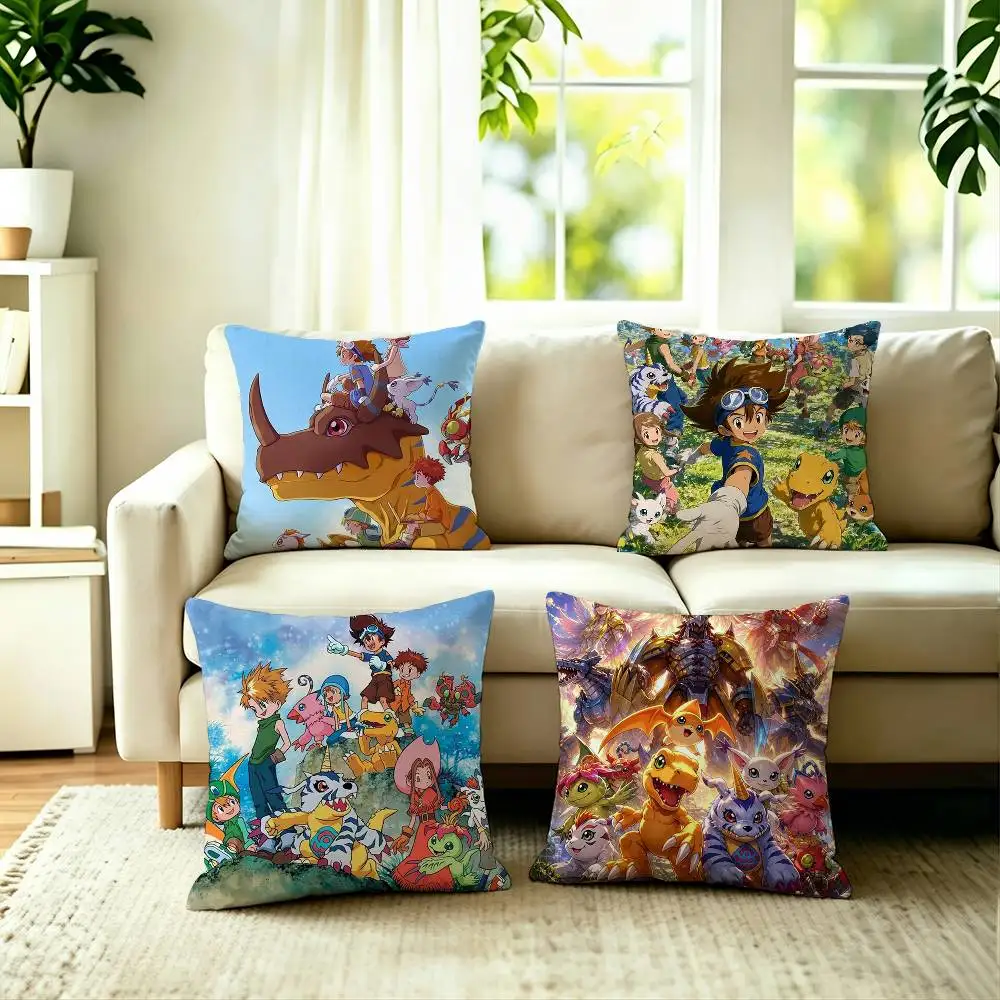 Anime D-Digimon Adventure Square Double-Sided printed Pillow Case Bedroom Bedside Pillow Sofa Cushion Cover