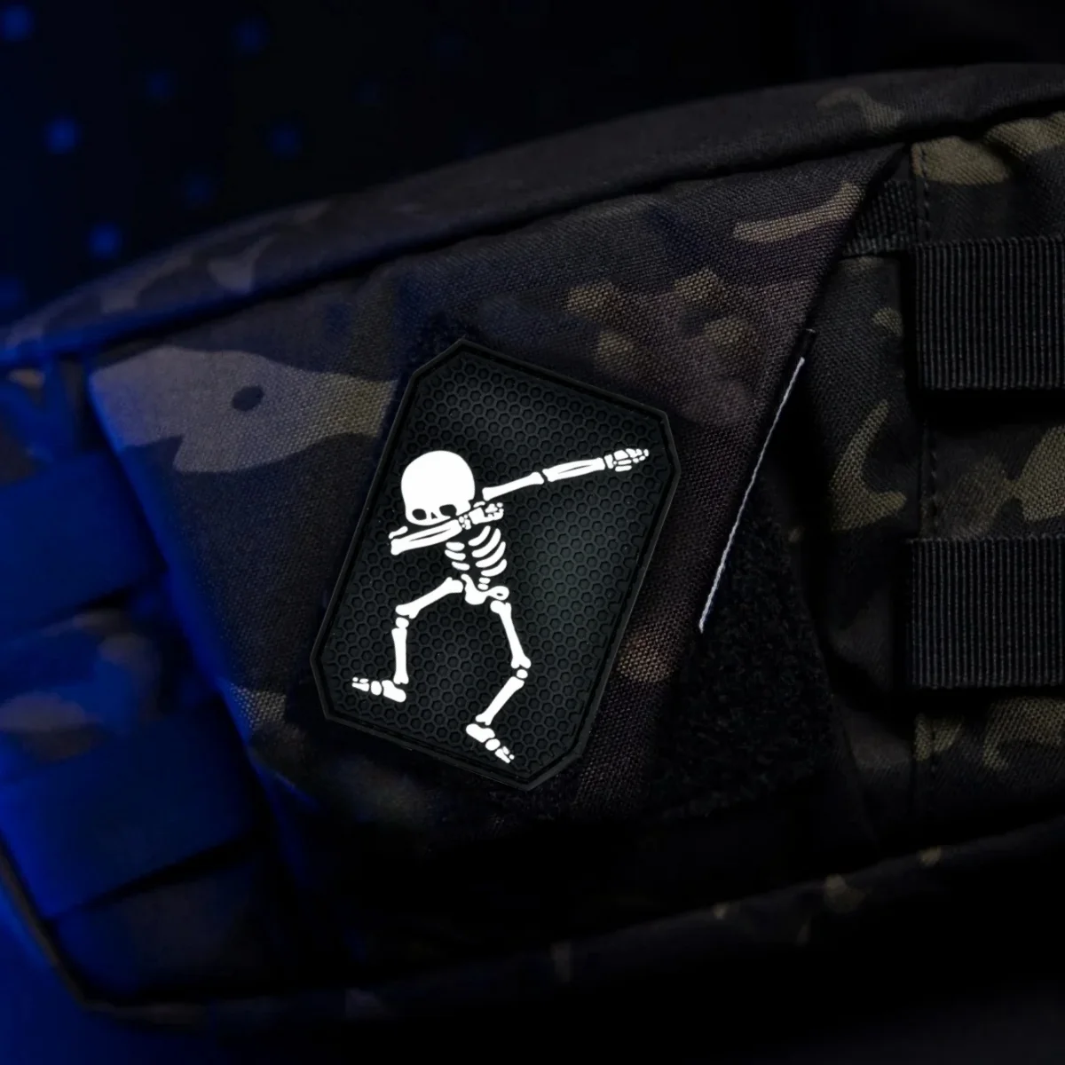 Dancing Skeleton Luminous Patch Tactical PVC Patches with Hook Skull Morality Emblem Morale Badge Backpack Decorative Sticker