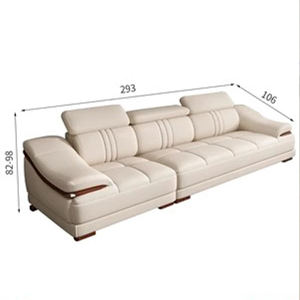 Linlamlim Living Room Couch - Elegant Genuine Leather Sectional Sofa Set with Cup Holder, Adjustable Headrest &Bluetooth Speaker
