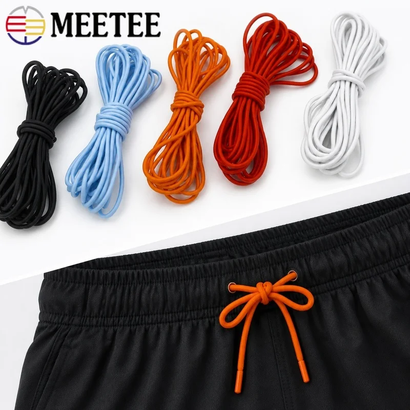 10/20M 4mm Round Elastic Cord Outdoor Bungee Rope Hat Drawstring Replacement Sportswear Spring String Garment Sewing Accessories