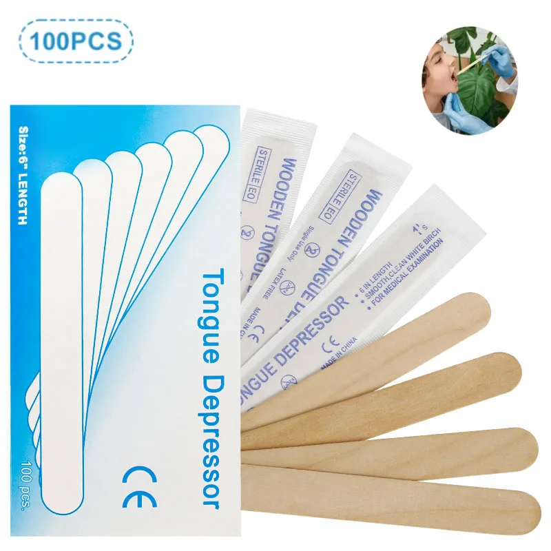 30/50/100/200PCS Disposable Tattoo Tongue Depressor Body Waxing Tools Wooden Body Hair Removal Stick Individually Packing