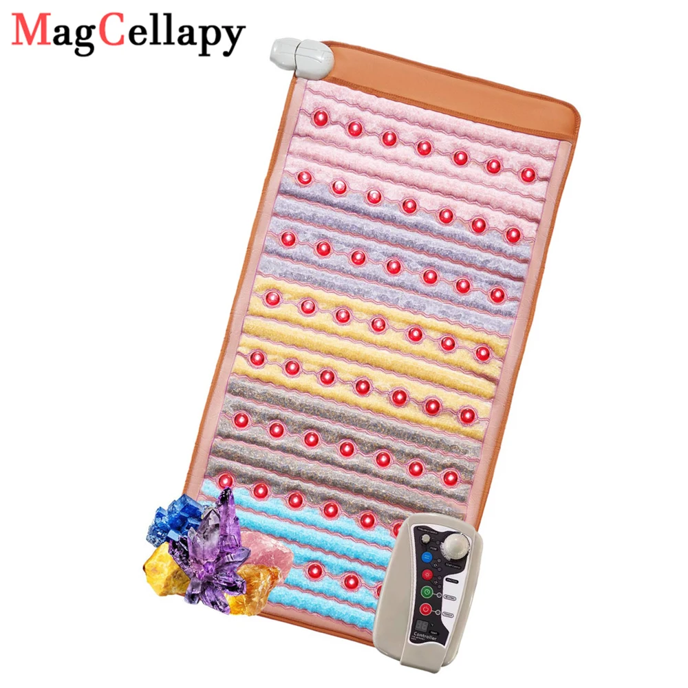 7 Color Gemstone Heating Mat Massage Mattress PEMF Photon Rainbow Chakra Energy Pulse Magnetic Field Relaxes Mood and Stress