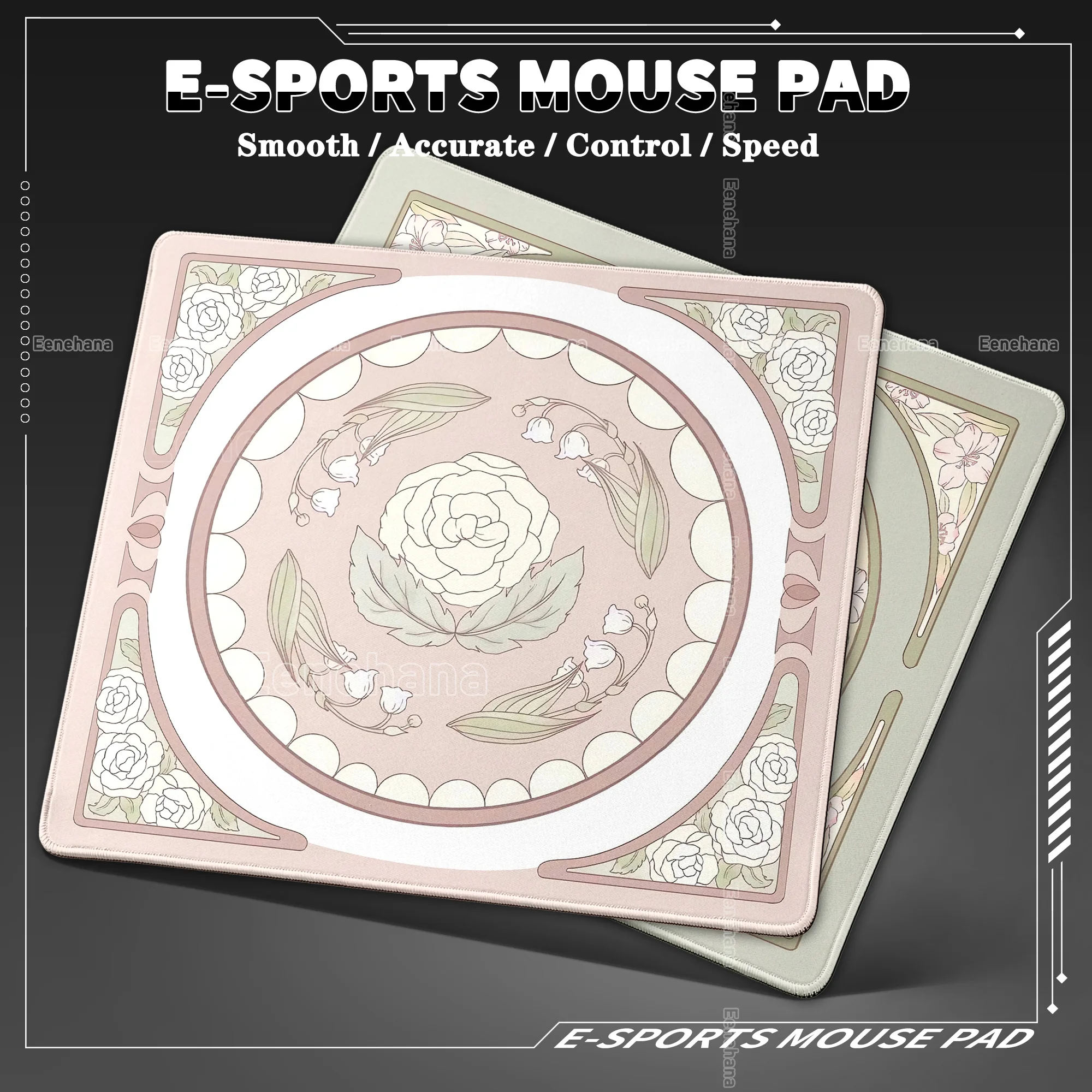 Art Flowers PC Gaming Mouse Pad Watercolor Style Office 45x40CM Speed E-sports HD Print Gamer Waterproof Kawaii Bunny Desk Mats