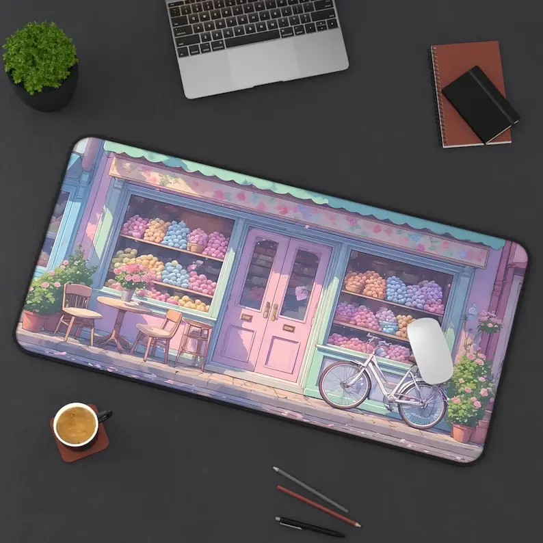 Anime-style Tokyo Street Bakery Cute Mouse Pad, Non-slip and Waterproof Gaming Mouse Pad, Is The Perfect Gift for Friends.