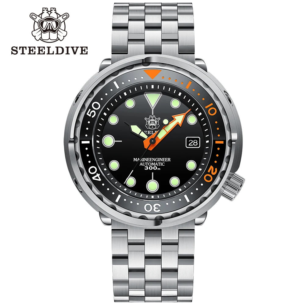 STEELDIVE Brand SD1975C Super Luminous 47.5MM Big Tuna 30Bar Waterproof Luminous NH35 Sports Mechanical Dive Watch For Men