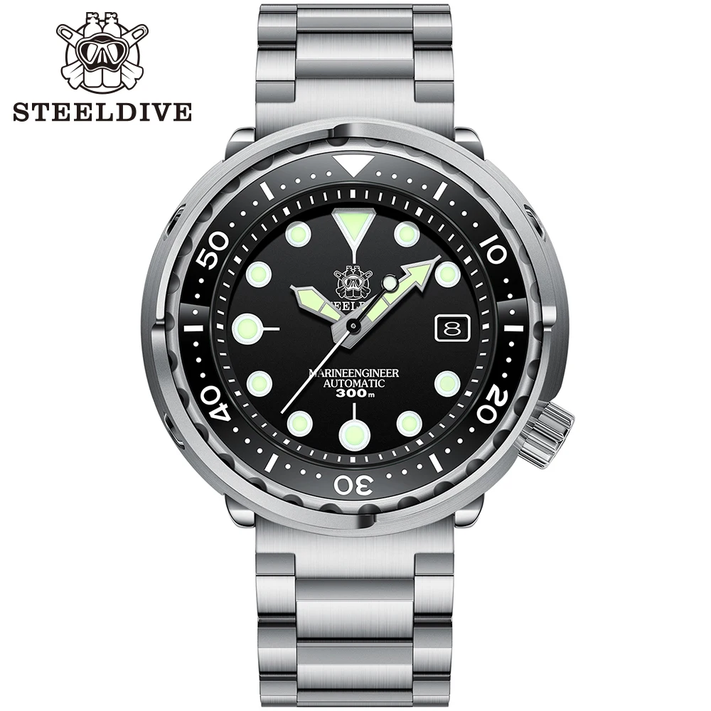 STEELDIVE Official SD1975 Fashion Tuna Watch Automatic Dive Stainless Steel 300m Water Resistant Ceramic Bezel Sport Wristwatch