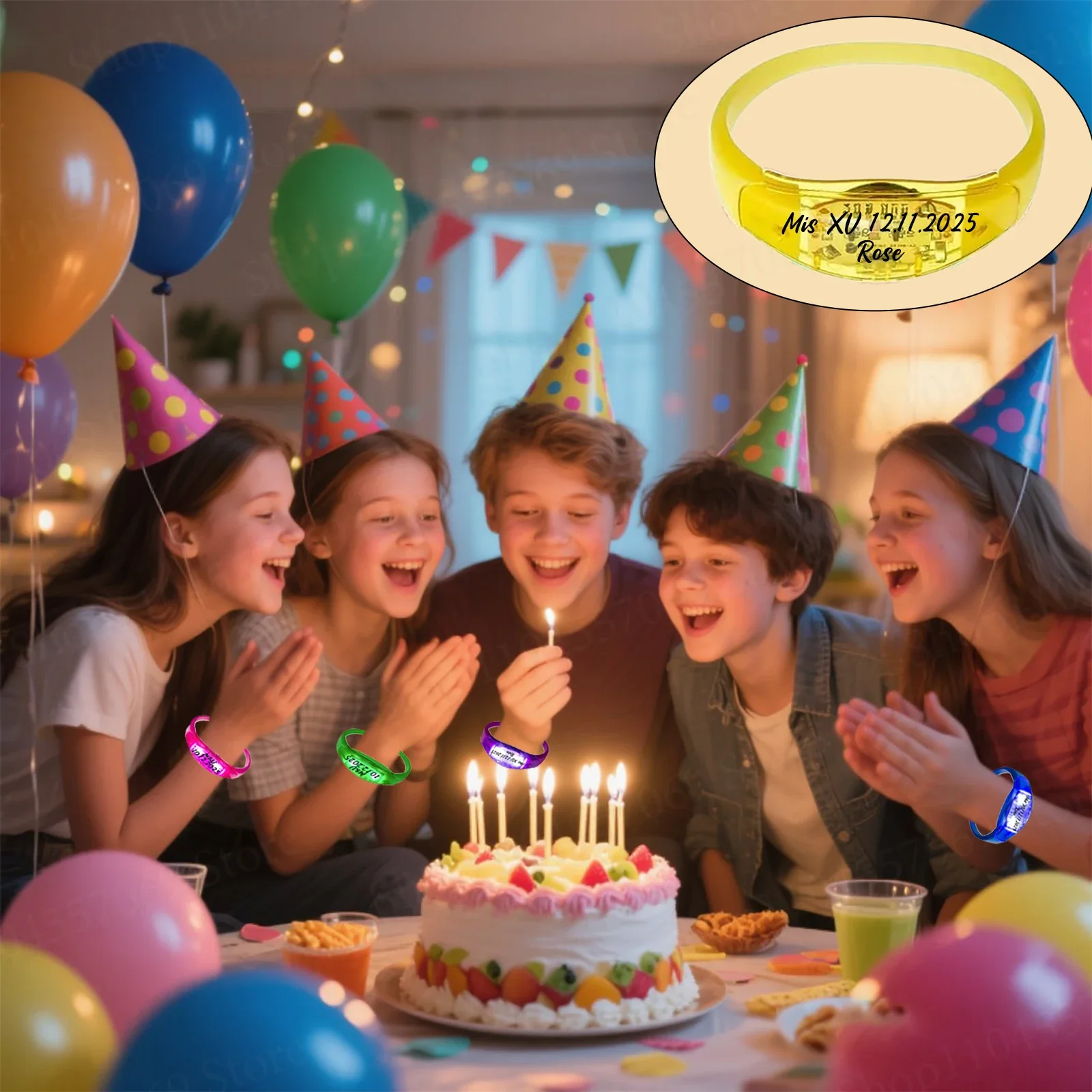 Bulk Pack 30-300Pcs LED Bracelets Sound Activated Light-Up Rhythmic Bracelets for Wedding Birthday Concert Party Favors Customiz
