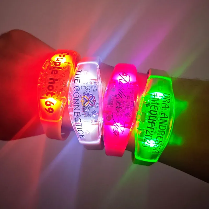 Customizable Music and Sound Activated LED Bracelets Adjustable size Glow Bracelets Holiday Party Decorations Party Favors