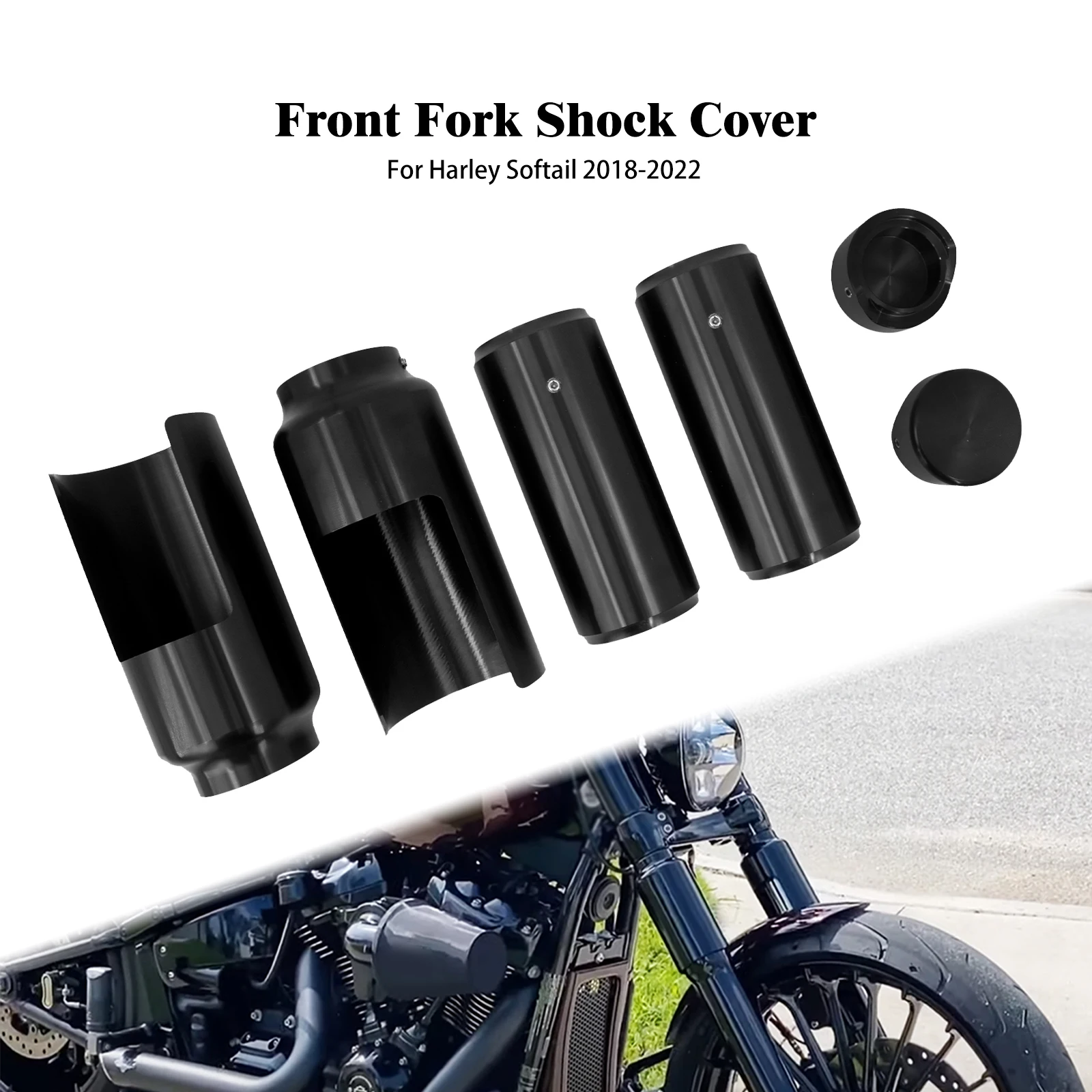 Motorcycle Front Upper Lower Fork Cover Aluminum Cap Harley Softail Breakout FXBR FXBRS 2018-2023 Shock Absorber Cover