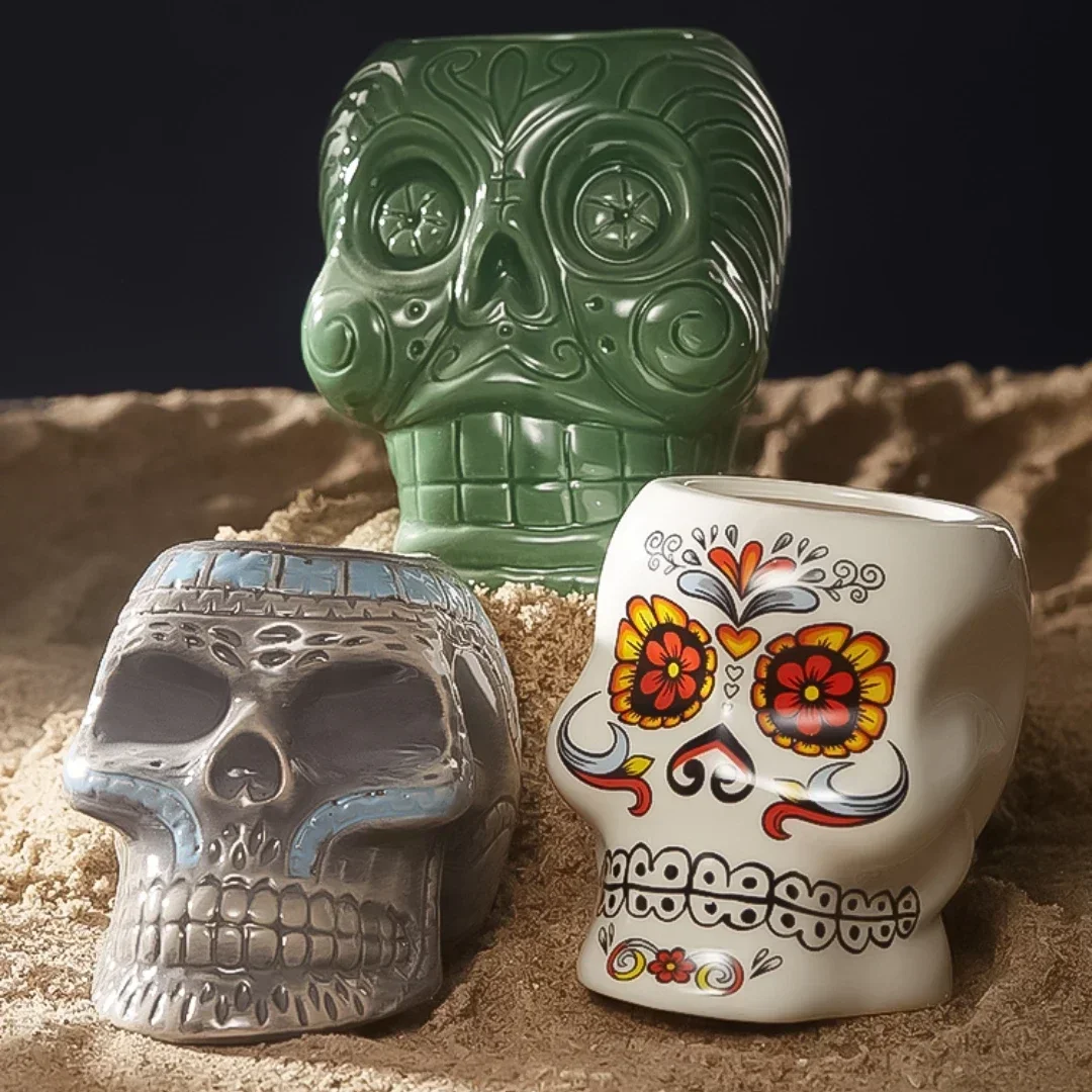 Ceramic Hawaii Tiki Mugs Creative Skull Cocktail Glasses Beer Glass Martini Glasses Beverage Mugs Funny Cup Coffee Cup