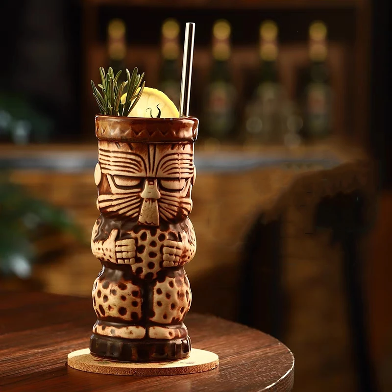 340ml Ceramic Tiki Mug Creative Porcelain Beer Wine Mug Cup Bar Tool