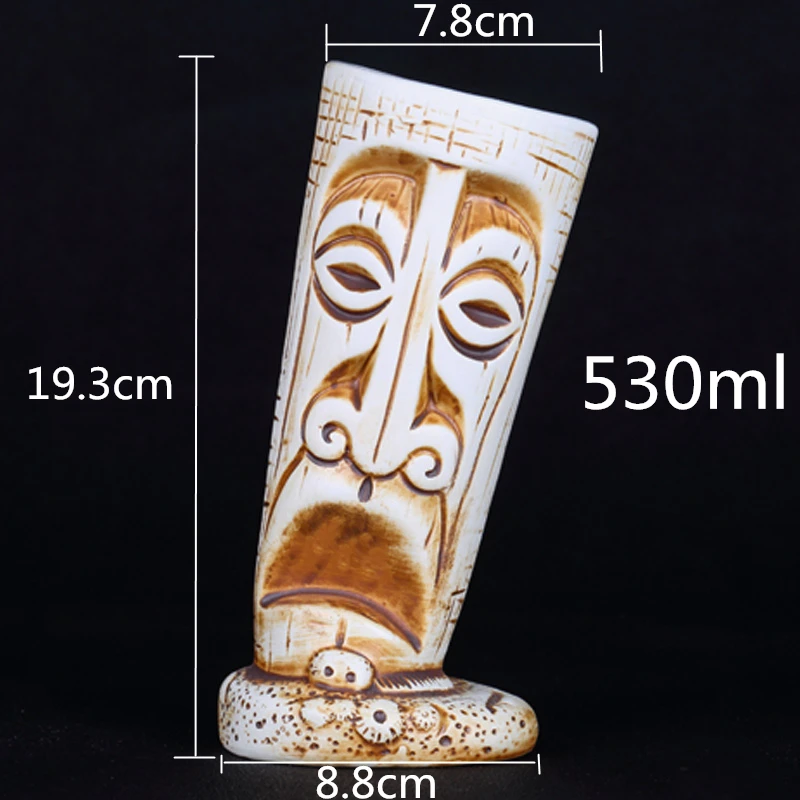 530ml Hawaii Tiki Mugs Cocktail Cup Beer Beverage Mug Wine Mug Ceramic Easter Islander Tiki Mugs Bar Tools Barware