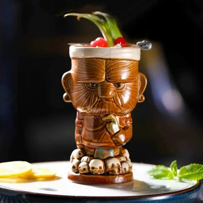 520ml Hawaii Tiki Mugs Cocktail Cup Beer Beverage Mug Wine Mug Ceramic Ku.Ku.Kauioo Mugs Barware