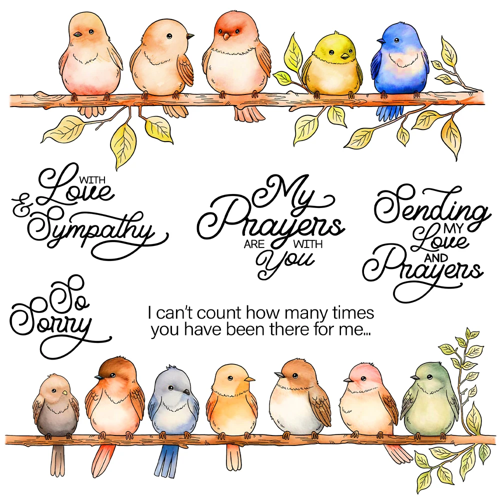 Mangocraft Cute Fatty Birds Stand In Line Cutting Dies Clear Stamp DIY Scrapbooking Metal Dies Silicone Stamp Cards Albums Decor