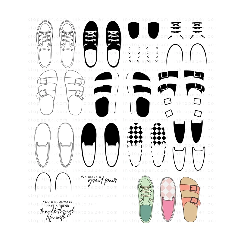 Metal Die Cut New 2021 Scrapbooking Craft Supplies Paper Making Shoes Walk Clear Stamps Embossing Frames Card Craft Set