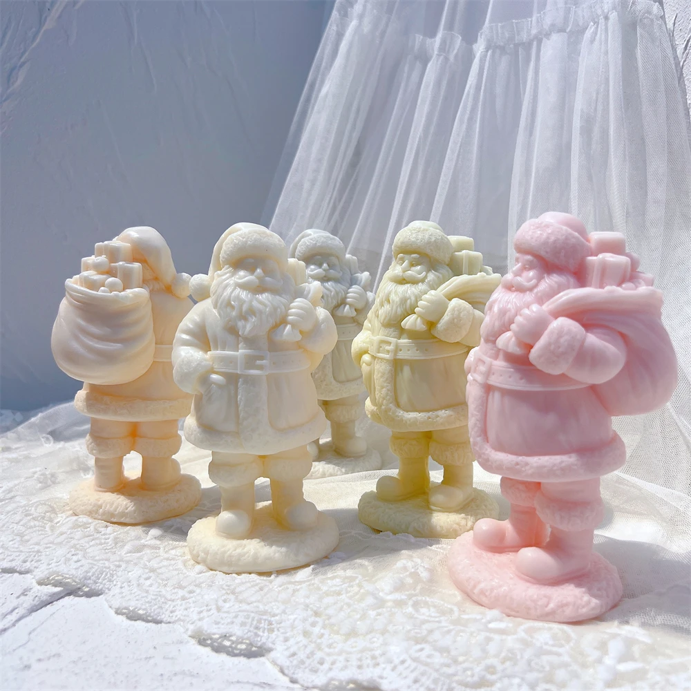 Christmas Santa Claus Candle Silicone Mold Standing Santa Candle Mold for DIY Christmas Decor