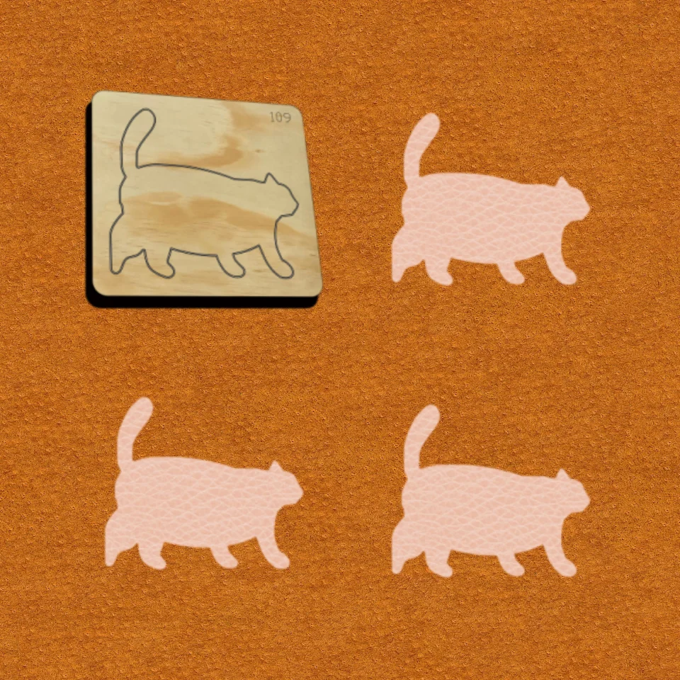 Side Profile Marching Plump Cat Leather Die Cut Mold, Walking Pet Charm Punch Tool for Die-cutting Machine