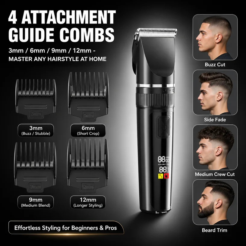 Professional Barber Men's Cordless Haircutting Set 7000 RPM 180 Minute Long Term Beard Trimmer Ceramic Blade Suitable for Home H