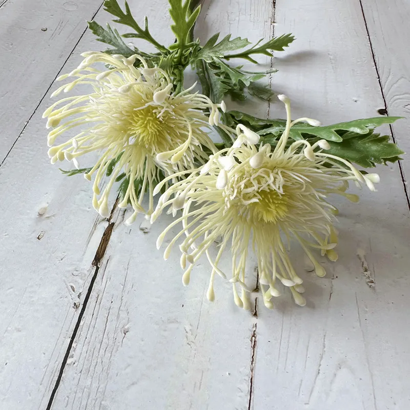 Artificial 2 Heads Large Spider Chrysanthemum Flower for Home Wedding Decor Hotel Office Fake Flowers for Living Room Decor