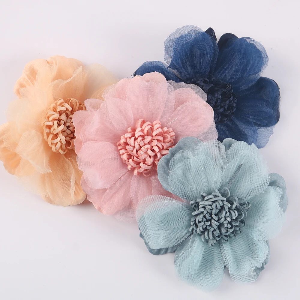 1PCS  Large Handmade Chiffon Fabric Artificial Flower For Wedding Dress Clothing Hats Headdress Decoration DIY