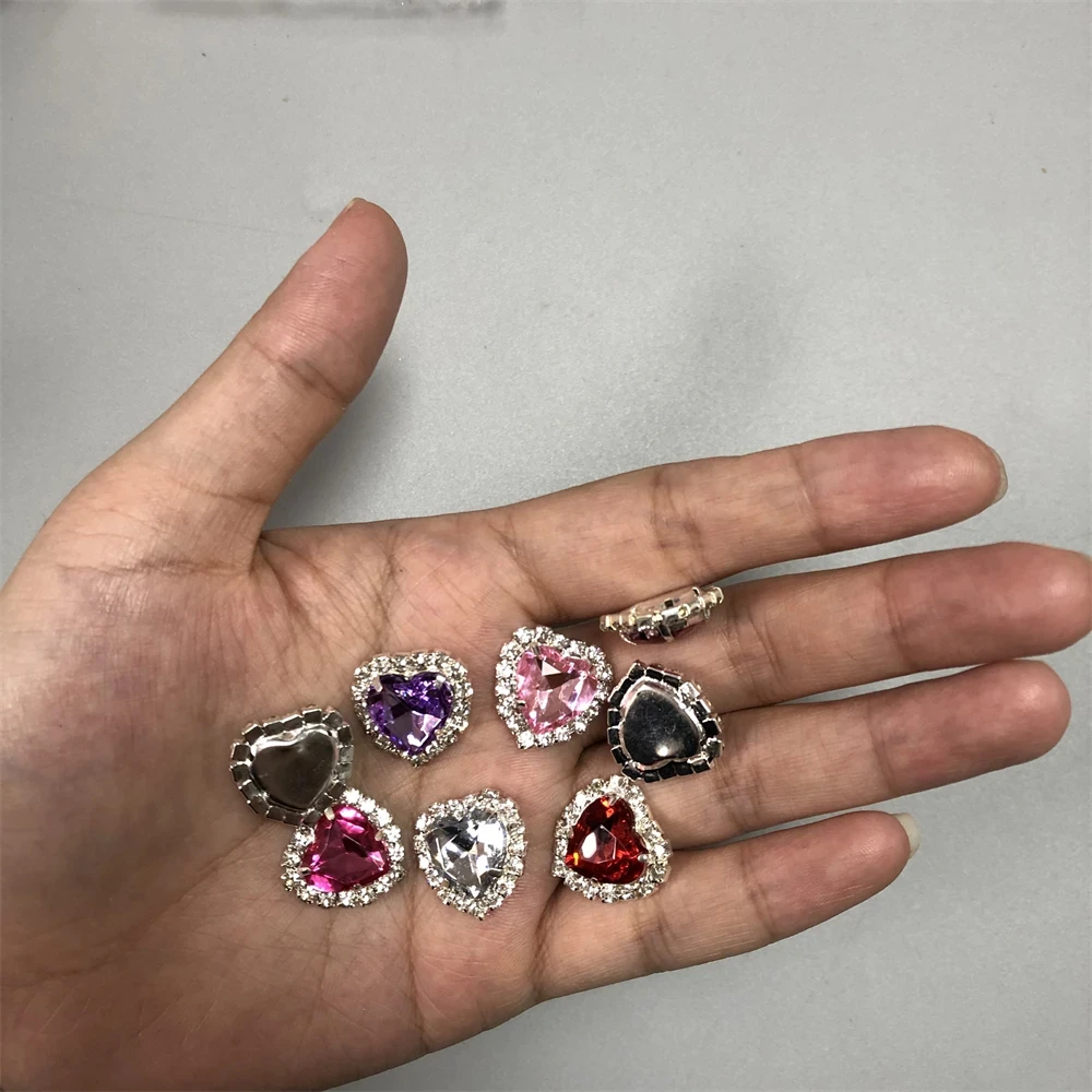 10Pcs Sweet 3D Nails Supplies Red White Heart Crystal Diy Long Finger Charms Accessories Rhinestones Decor Luxury Manicure